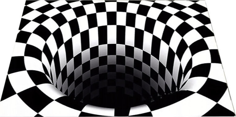 RealG RC-K-1175 Rohožka s 3D efektem 60 × 90 cm, černo-bílá iluze