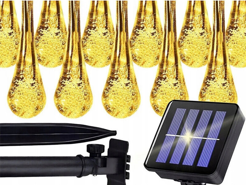 Verk 12380 Světelný řetěz solární, kapky 100 LED, teplá bílá