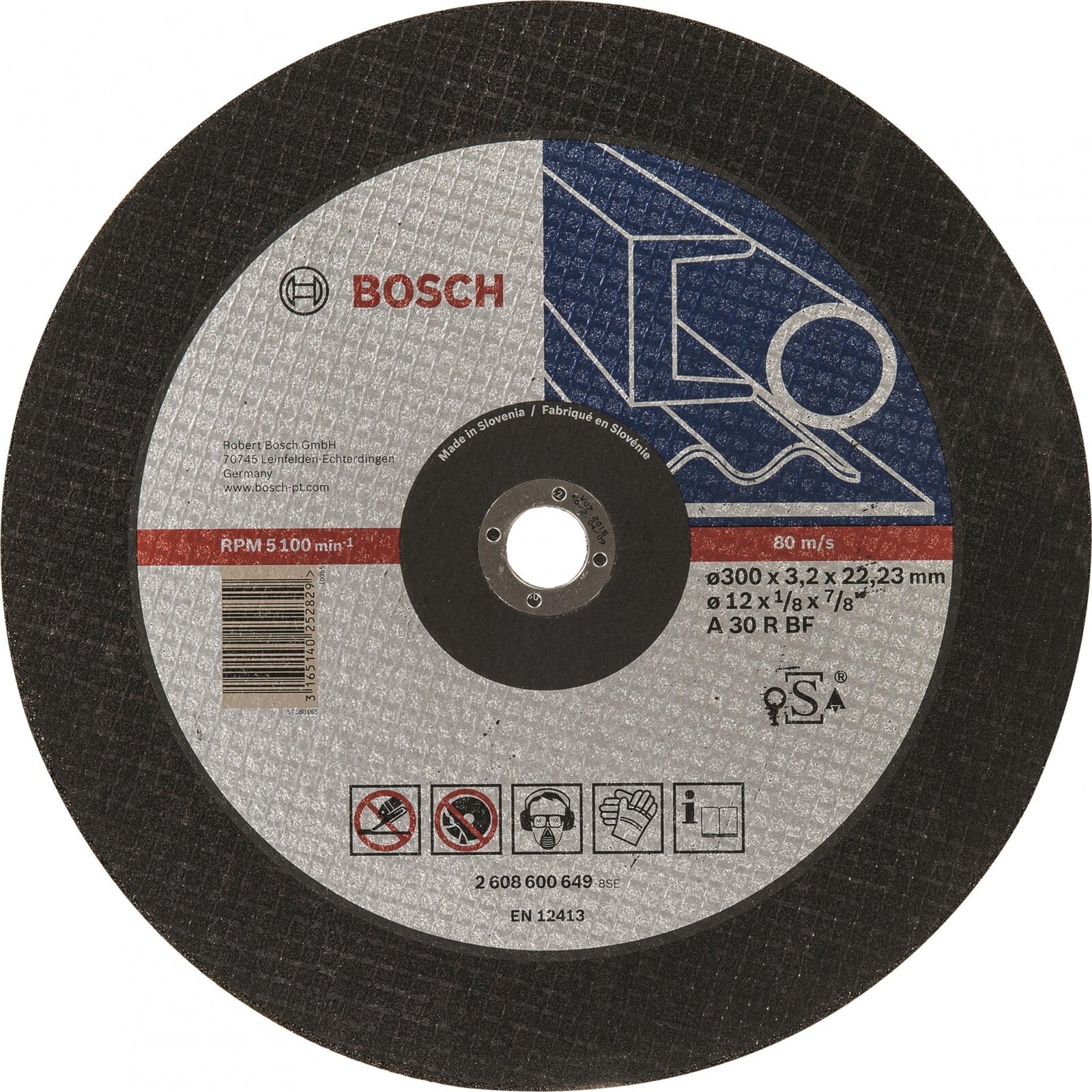 BOSCH Deliaci kotúč rovný Expert for Metal A 30 R BF, 300 mm, 3,2 mm 2.608.600.649