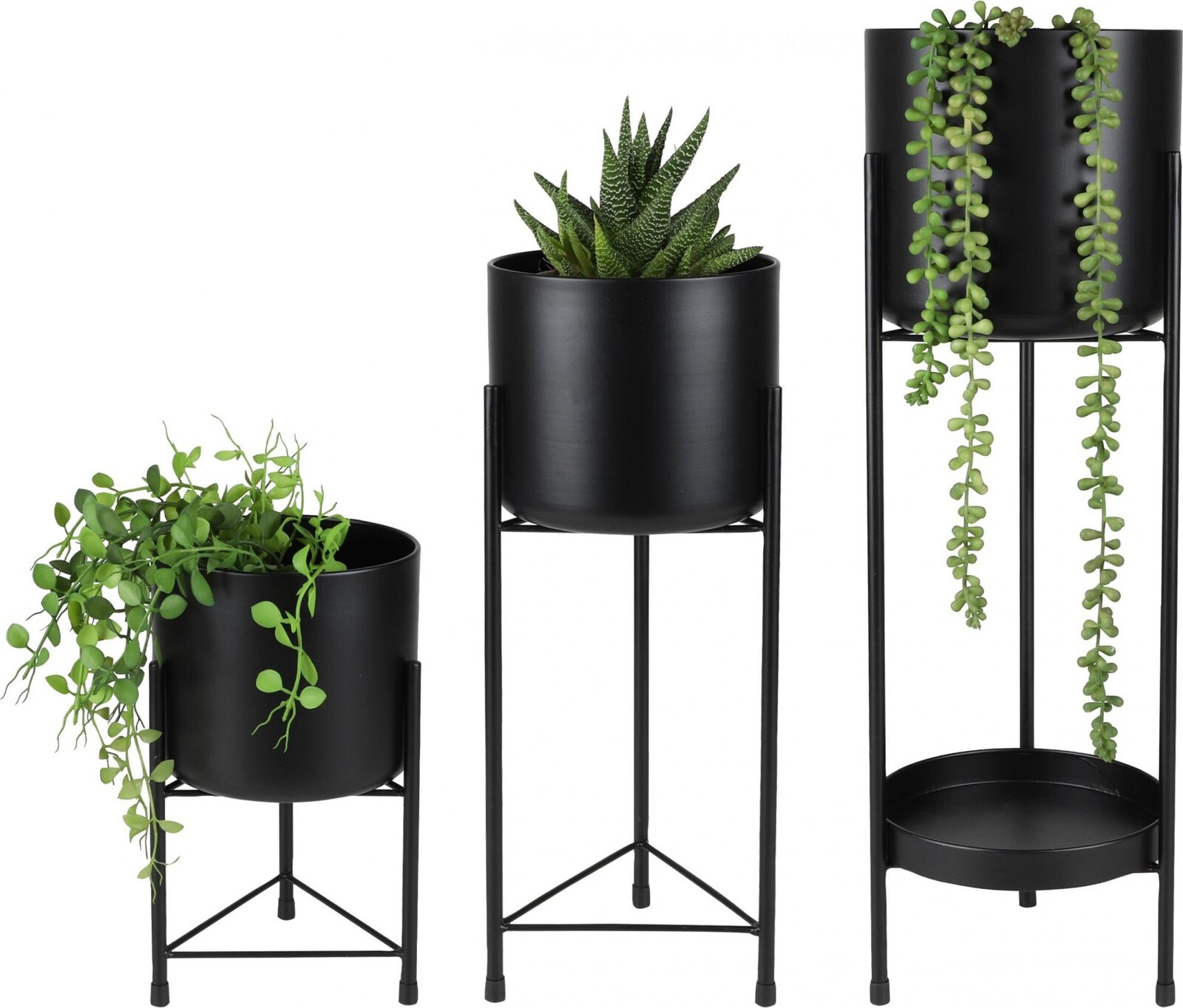 DOCHTMANN Stojan na kvety 3 ks, kovový, čierny