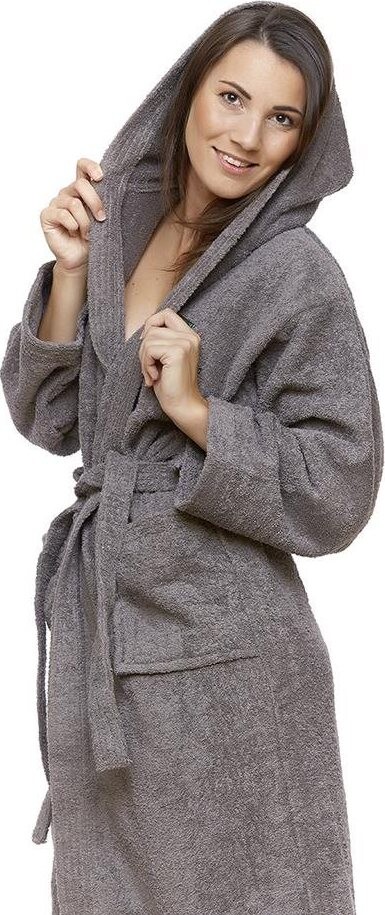 Interkontakt Dámský župan s kapucí 02 Dark Grey Velikost županu XXL