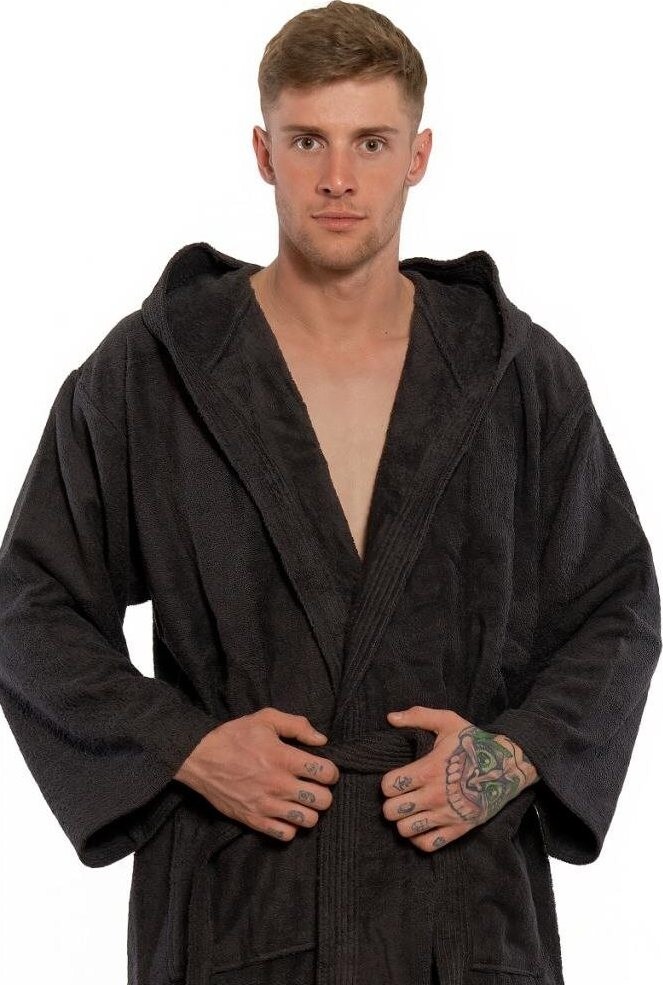 Interkontakt Pánský župan s kapucí 05 Black Chocolate Velikost županu XXL