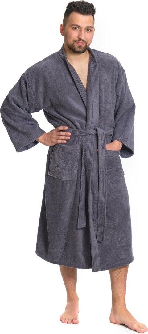 Interkontakt Pánský župan model KIMONO 02 Dark Grey Velikost županu L