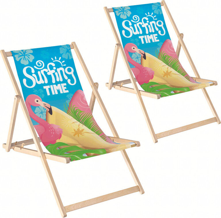 RealG ALL003 Sada skládacích dřevěných zahradních lehátek, polohovatelná, 2 ks