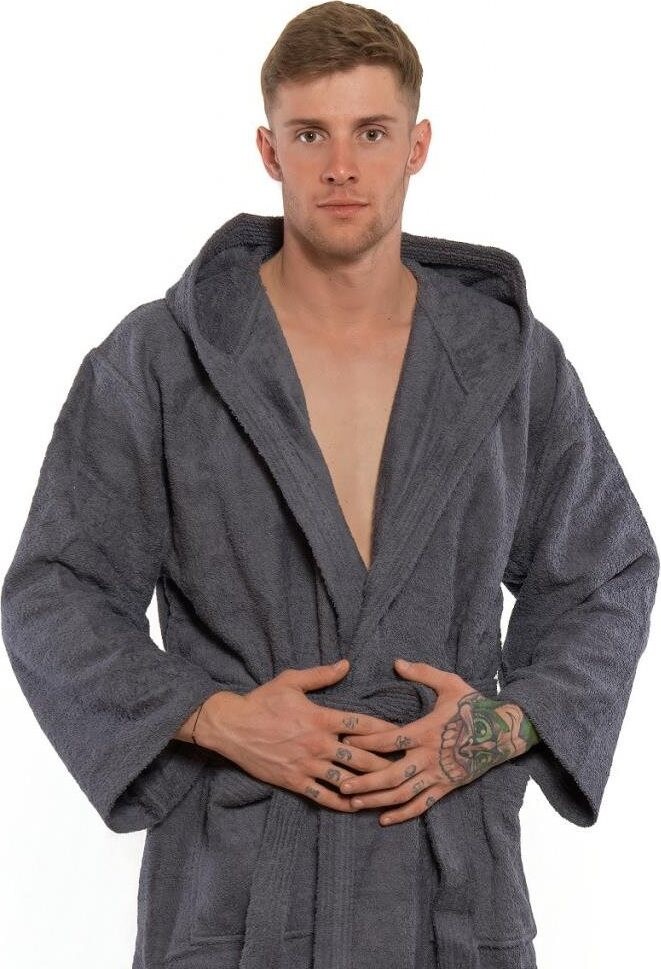 Interkontakt Pánský župan s kapucí 02 Dark Grey Velikost županu M