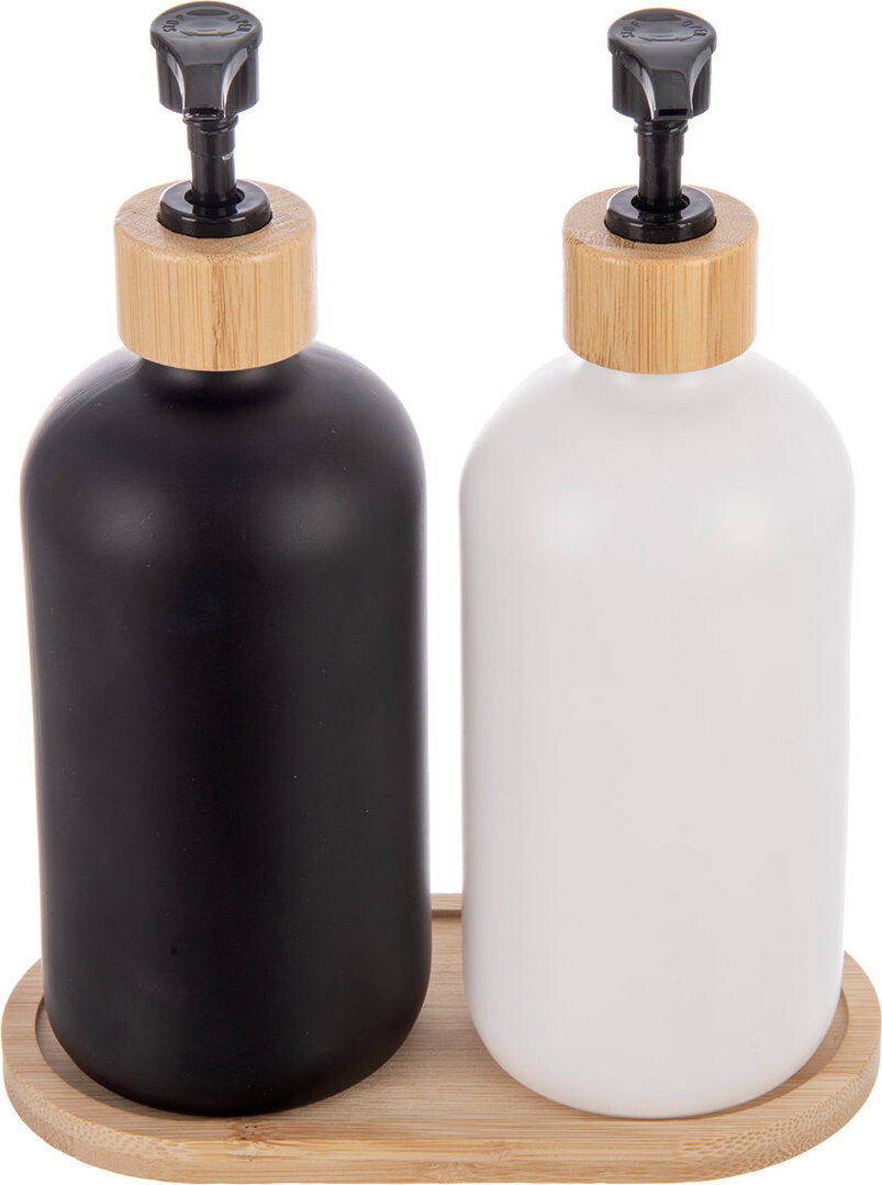 ORION Súprava kúpeľňová sklo/bambus 2 + 1