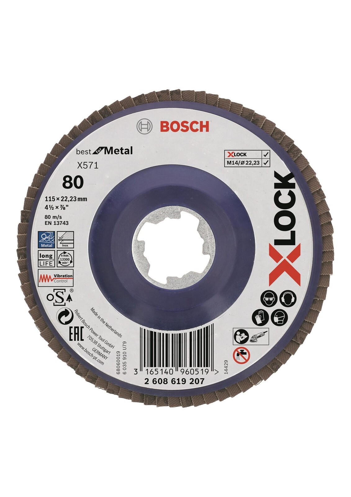 BOSCH Best for Metal systému X-LOCK, rovná verzia, plastový list, O 115 mm, G 80, X571 2.608.619.207