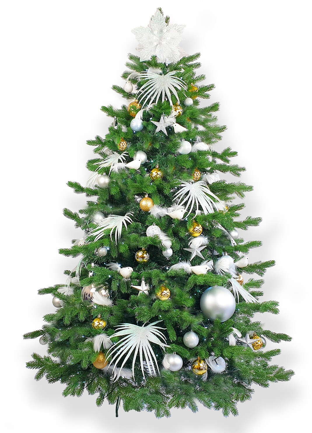 LAALU Vianočný stromček zdobený – POLÁRNA ZLATÁ II, 133 ks ozdôb, 150 cm