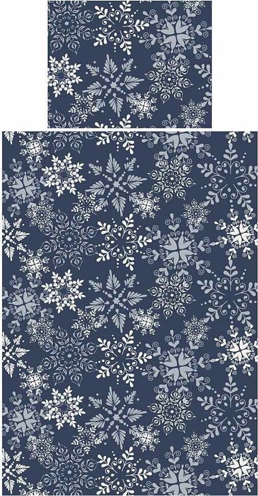 Dadka Povlečení bavlna Snowflakes tmavě modré 140 × 200 cm, 70 × 90 cm