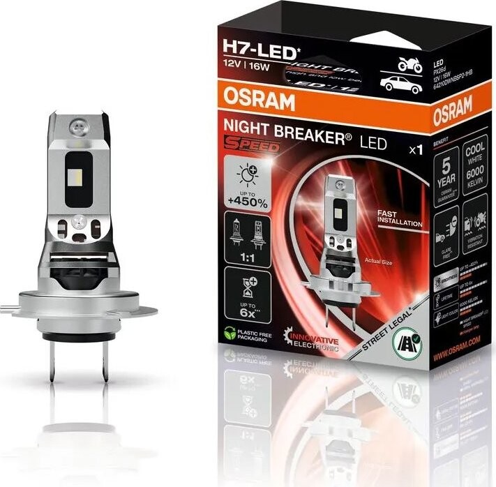 OSRAM NIGHT BREAKER LED SPEED H7 +450 %, Dizajn 1:1, 1 kus