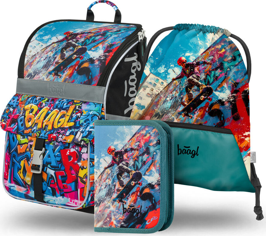 BAAGL SADA 3 Zippy Skatepark: aktovka, peračník, vrecko