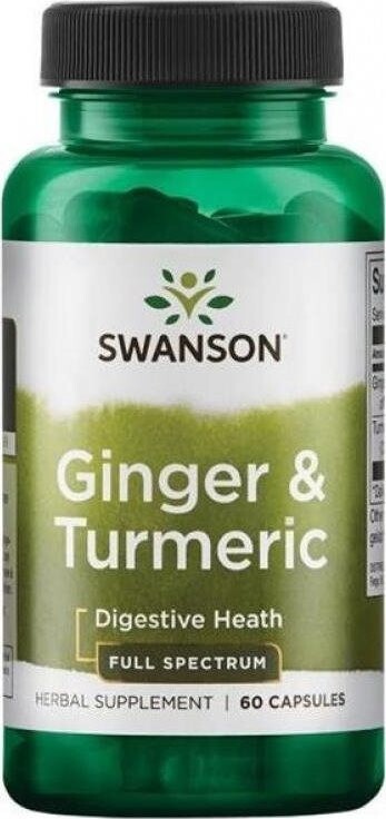 Swanson Ginger & Turmeric (zázvor + kurkuma), 60 kapslí