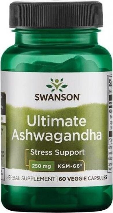 Swanson Ashwagandha Ultimate KSM-66, 250 mg, 60 rastlinných kapsúl