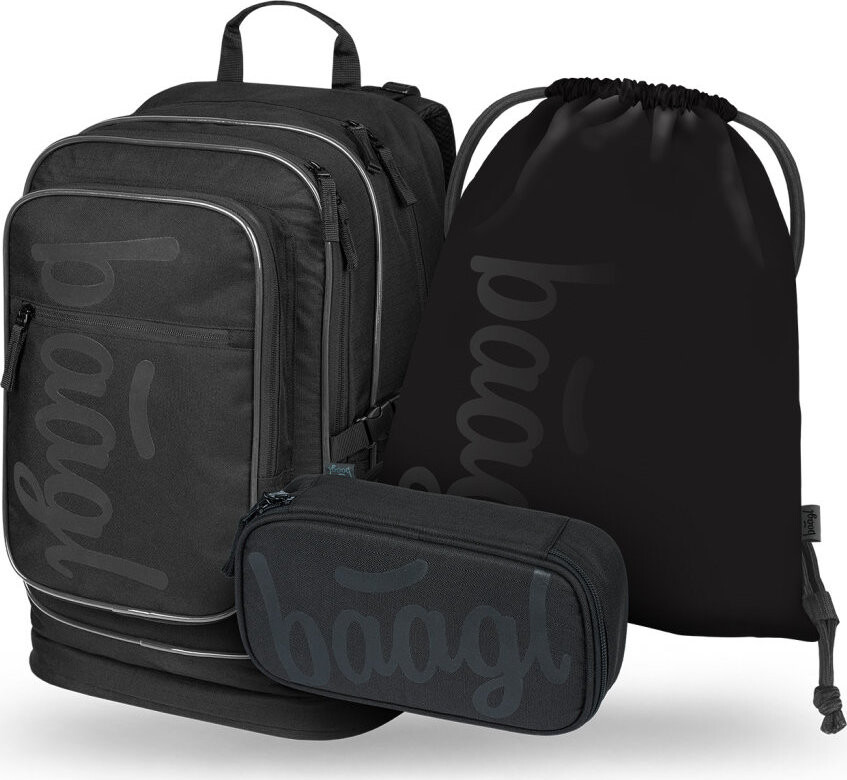BAAGL SADA 3 Cubic Uni čierna: batoh, peračník, vrecko