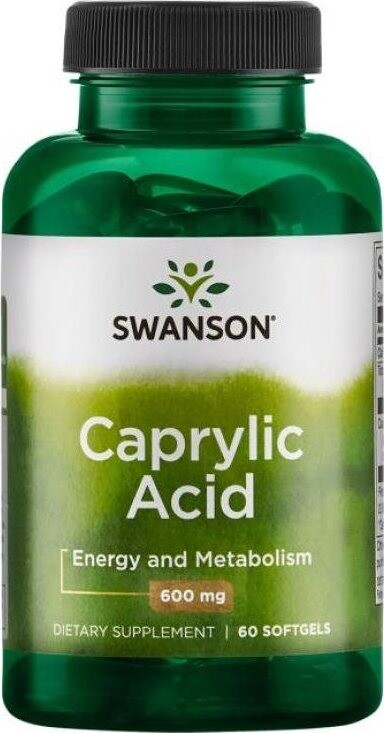 Swanson Caprylic Acid (Kyselina kaprylová), 600 mg, 60 kapsúl