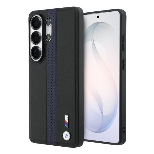 BMW M PU Leather Perforated Stripes and Metal Logo Magnetic Zadní Kryt pro Samsung Galaxy S26 Ultra Blue