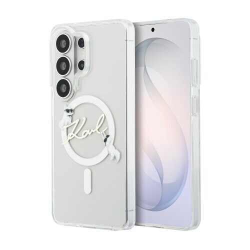 Karl Lagerfeld IML Choupette Karl Script Logo Magnetic Zadní Kryt pro Samsung Galaxy S26 Ultra Transparent