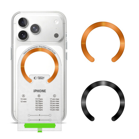 Tech-Protect Magnetic magnetický krúžok pre MagSafe 2ks, čierny / oranžový