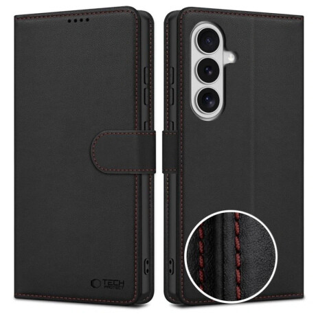 Tech-Protect Wallet knižkové puzdro na Samsung Galaxy S26, čierne / červené