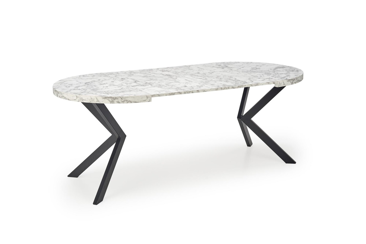 Rozkladací jedálenský stôl PERONI biely mramor/čierna