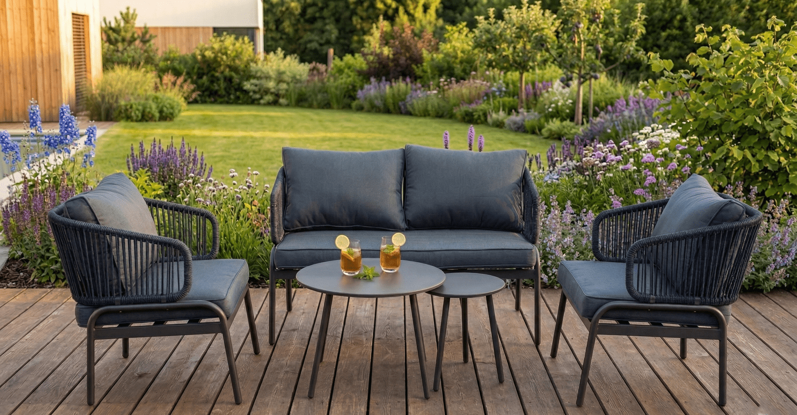 Sada zahradního nábytku Houseland Toronto pro 4 osoby šedá