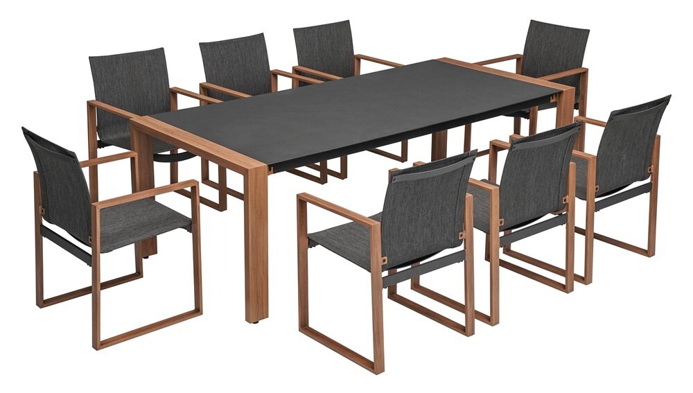 Zahradní jídelní sestava DUISBURG pro 8 osob antracitová/hnědá