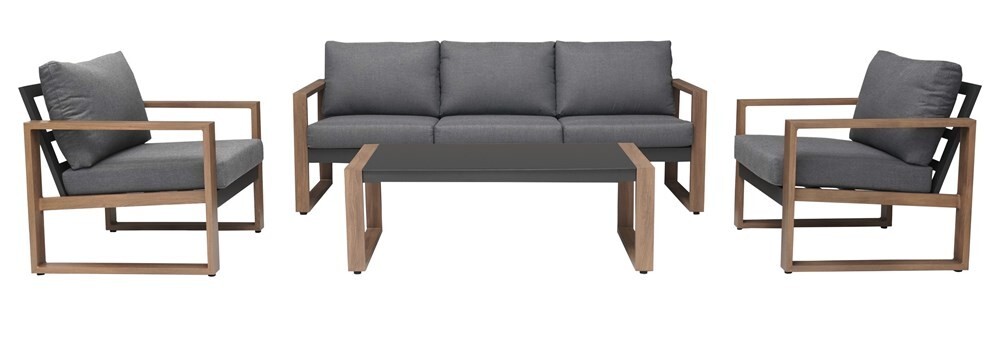 Zahradní sestava DUISBURG pro 5 osob antracitová/hnědá