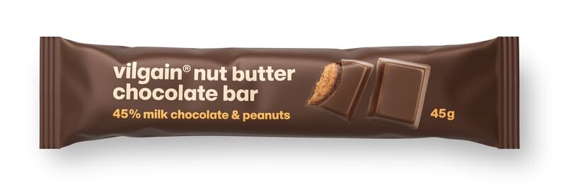 Vilgain Nut Butter Chocolate Bar – 45% mliečna čokoláda s arašidovým krémom 45 g