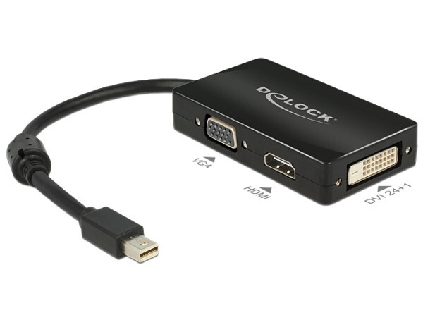 Delock Adaptér mini Displayport 1.1 samec > VGA / HDMI / DVI samica pasívny čierny