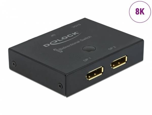 Delock DisplayPort 2 - 1 obojsmerný Switch 8K 30 Hz