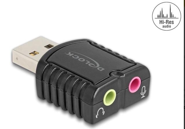 Delock Externá zvuková karta USB 24 bitov / 96 kHz Plug & Play pre Windows, MAC, Linux, Chrome OS