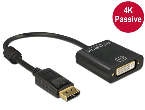 Delock adaptér Displayport 1.2 samec > DVI samica 4K pasívny čierny