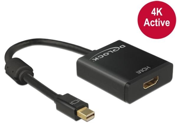 Delock adaptér mini Displayport 1.2 samec > HDMI samica 4K aktívny čierny