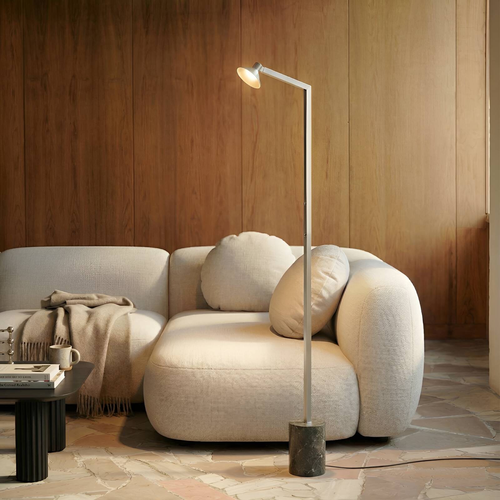 Lucande LED stojacia lampa Steve, hliník, 130 cm, stmievateľné