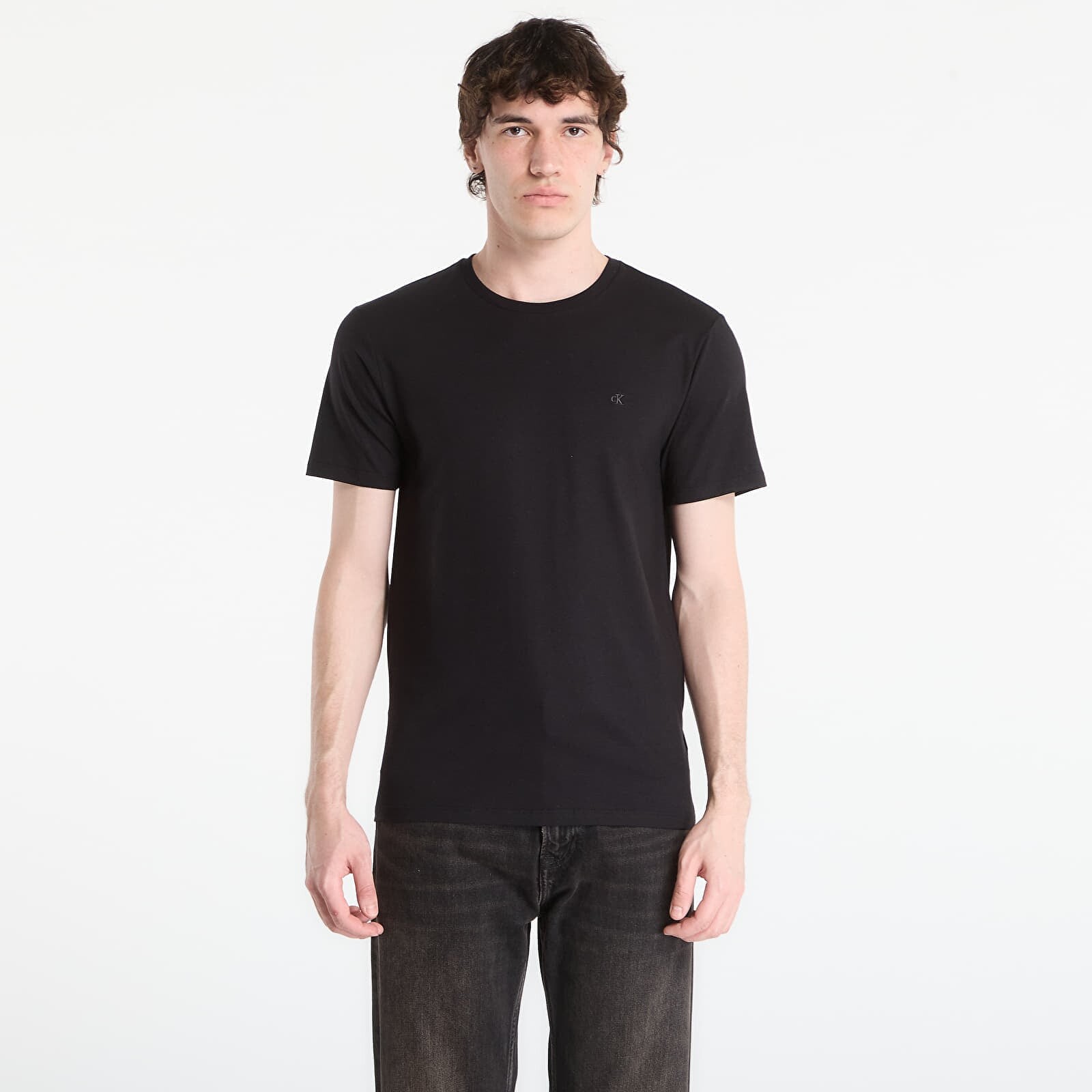 Tričko Calvin Klein Ss Slim Stretch Cotton Crewneck Tee Black L