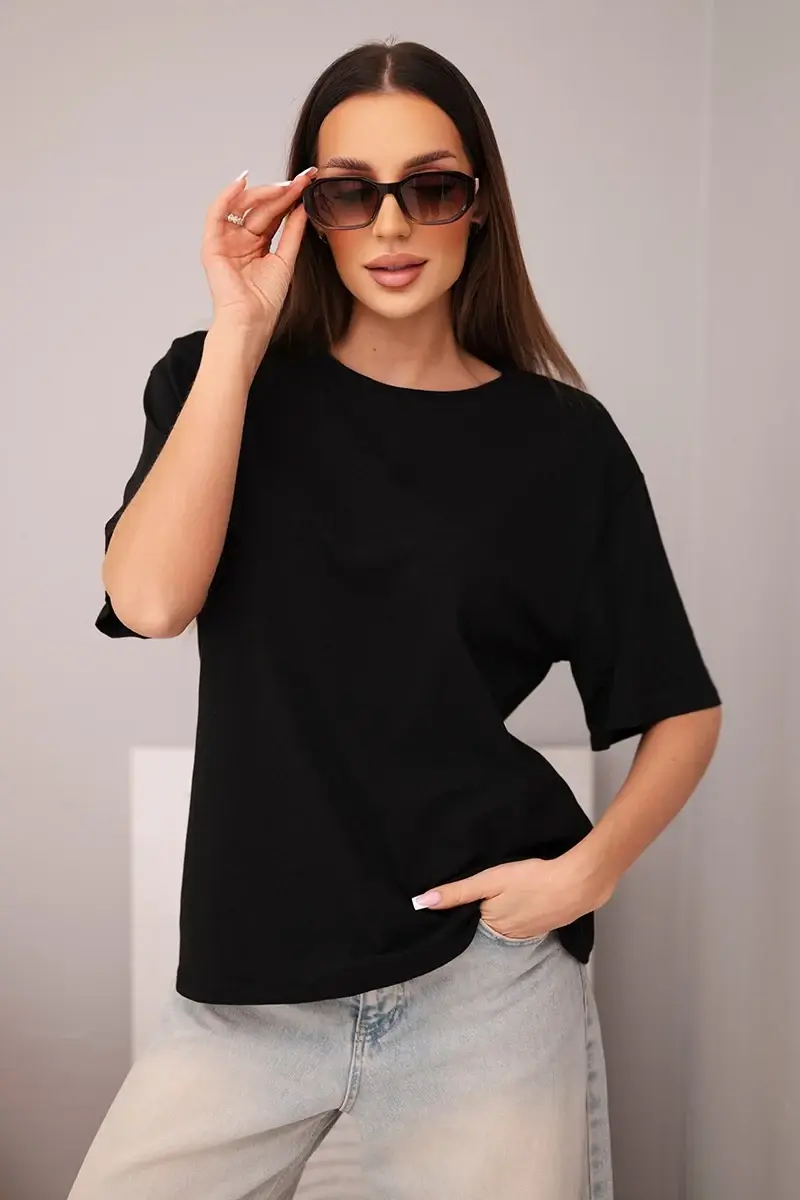 Kesi Włoski dámsky bavlnený top s krátkym rukávom čierny