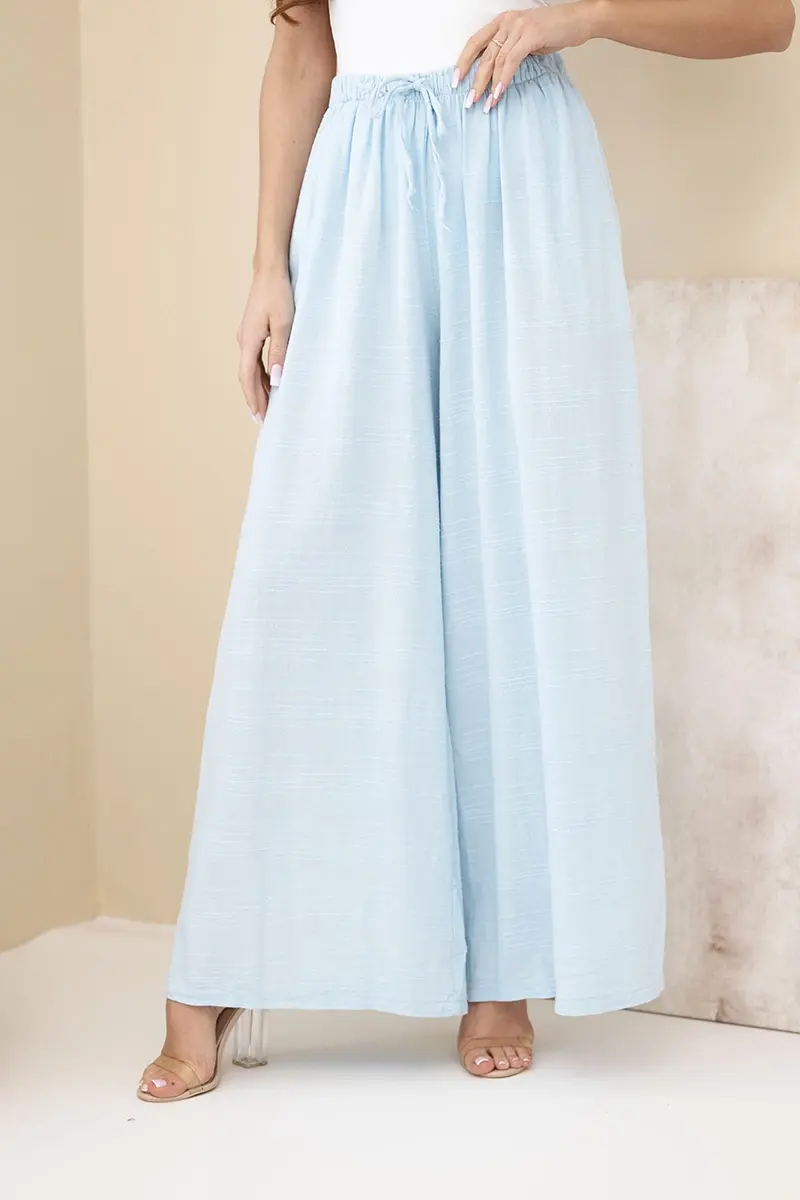 Kesi dámske široké bavlnené nohavice s elastickým pásom