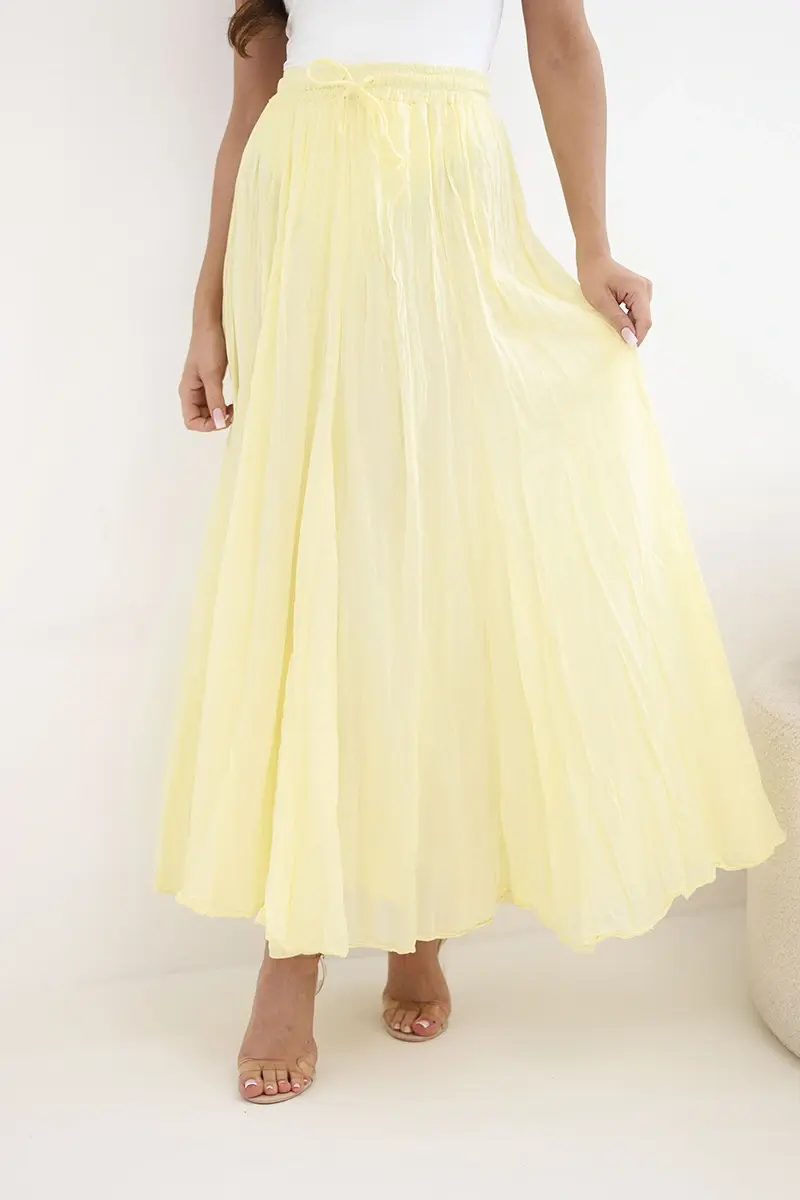 Dámska maxi sukňa Kesi s elastickým pásom žltá