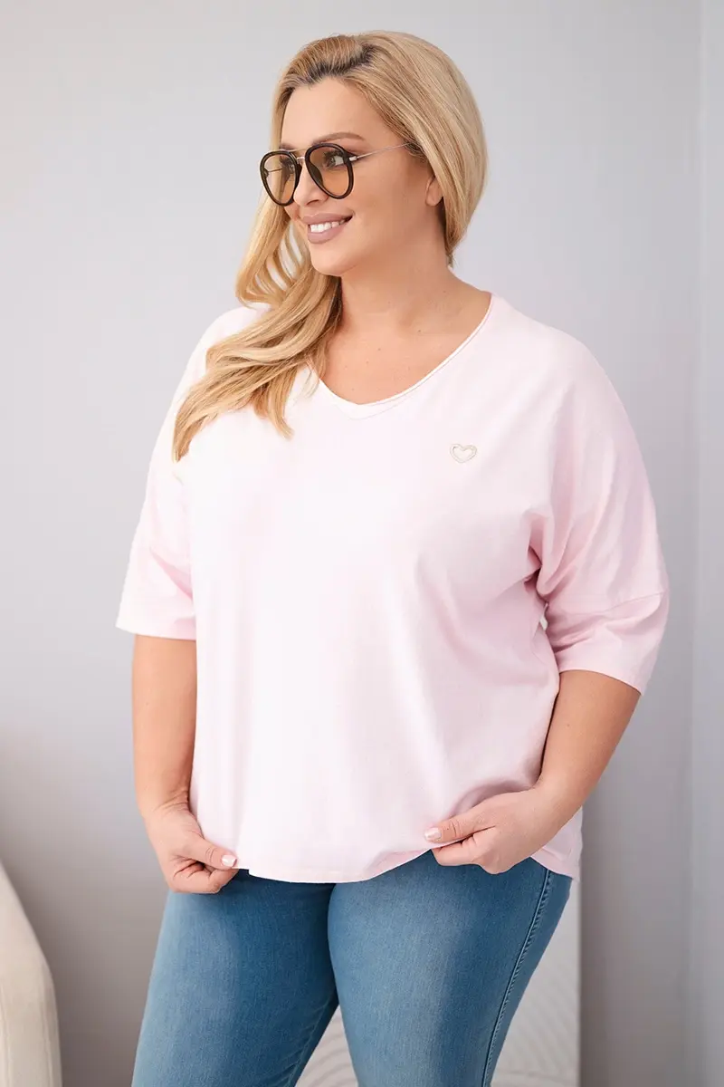 Kesi Włoski dámsky oversized plus size top candy pink