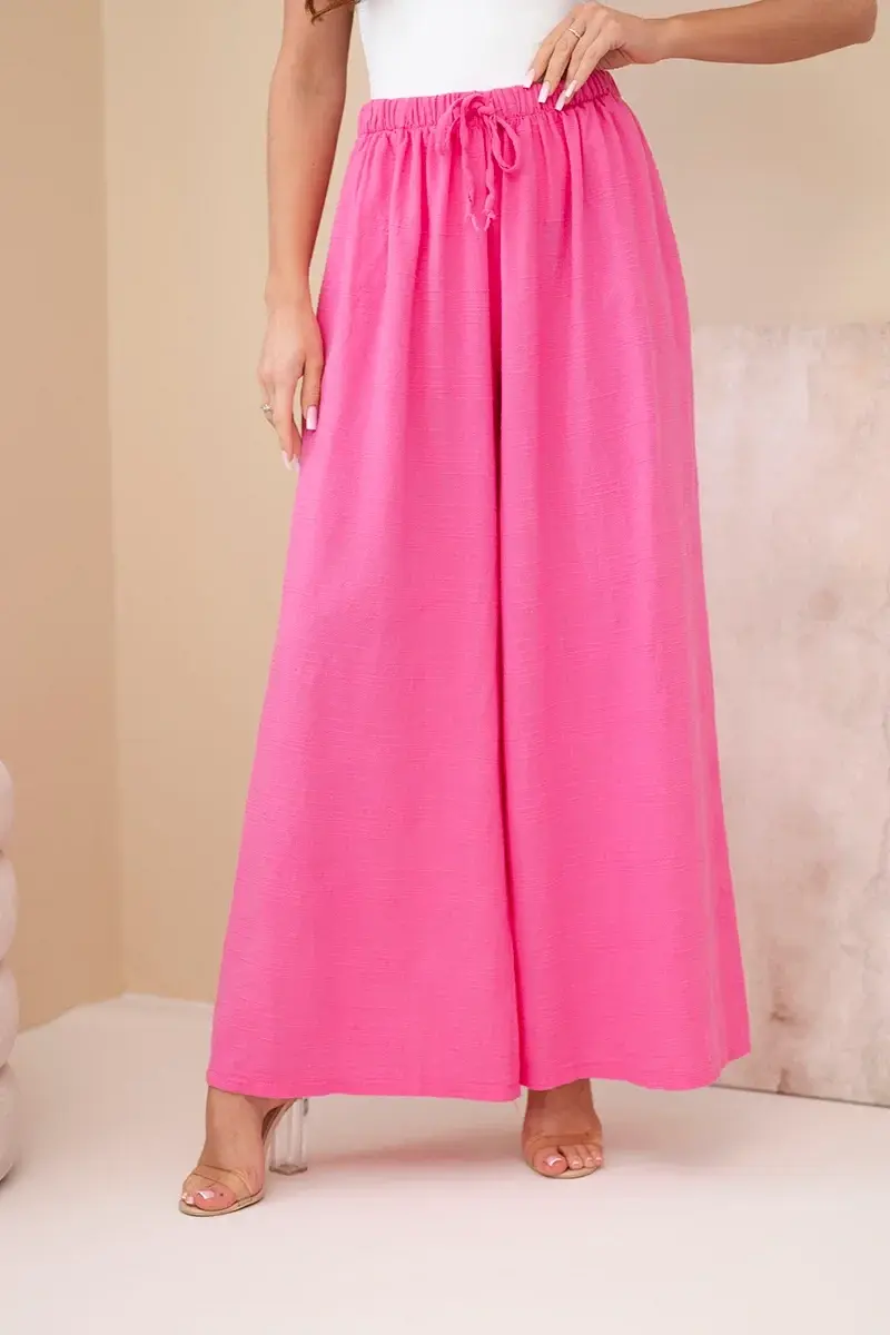 Kesi široké nohavice s elastickým pásom ružové