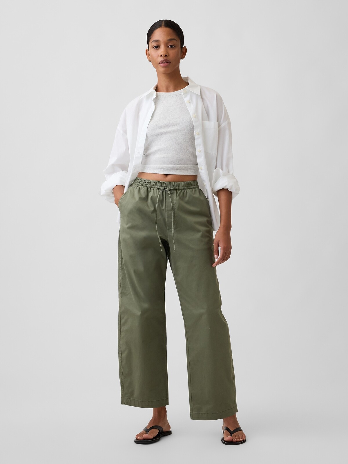 GAP dámske nohavice High Rise Easy Barrel Khakis