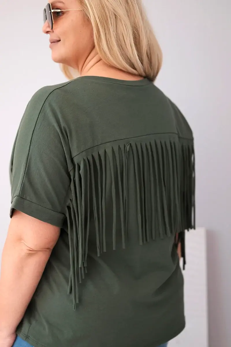 Kesi dámska khaki blúzka s V-výstrihom