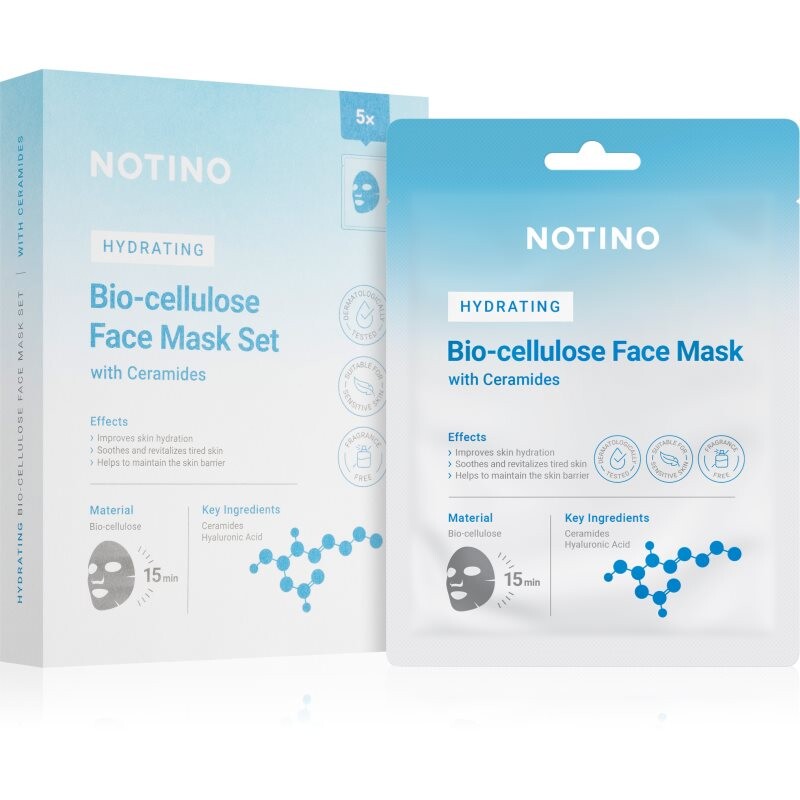 Notino Hydrating Bio-Cellulose Face Mask with Ceramides sada plátenných masiek s hydratačným účinkom