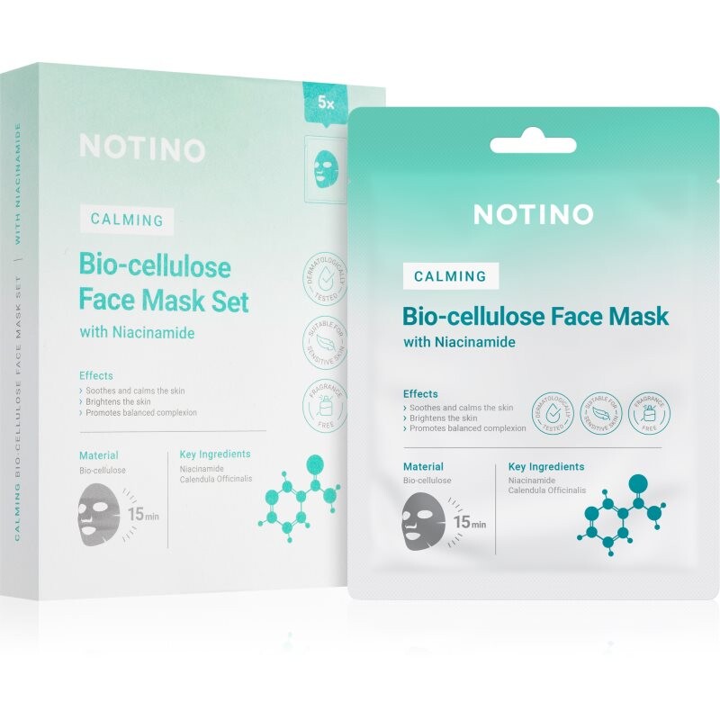 Notino Calming Bio-Cellulose Face Mask with Niacinamide sada plátenných masiek s upokojujúcim účinkom