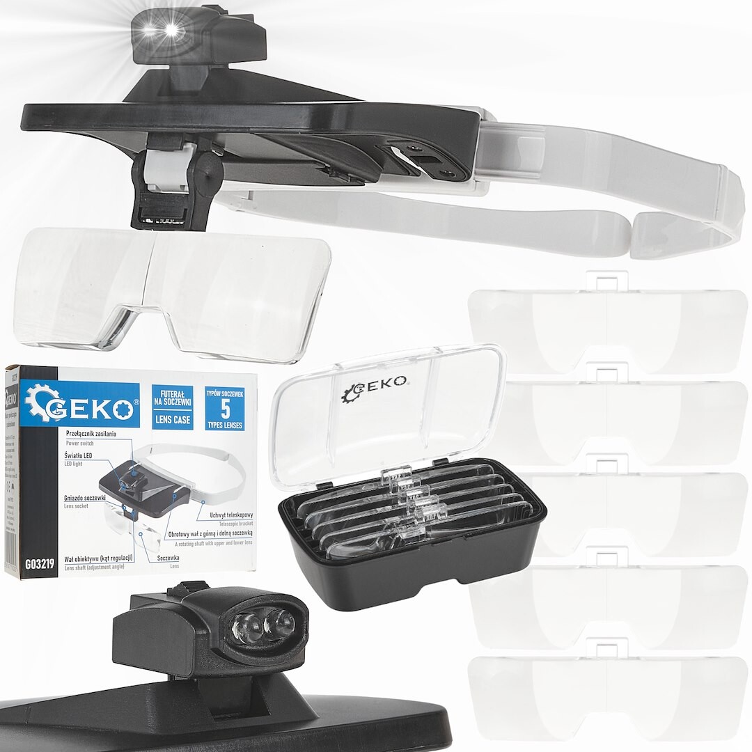 Geko Okuliare s lupou LED G03219