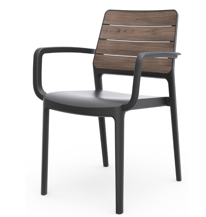 KETER Záhradné kreslo DEPORTO s podrúčkami | walnut / grafit