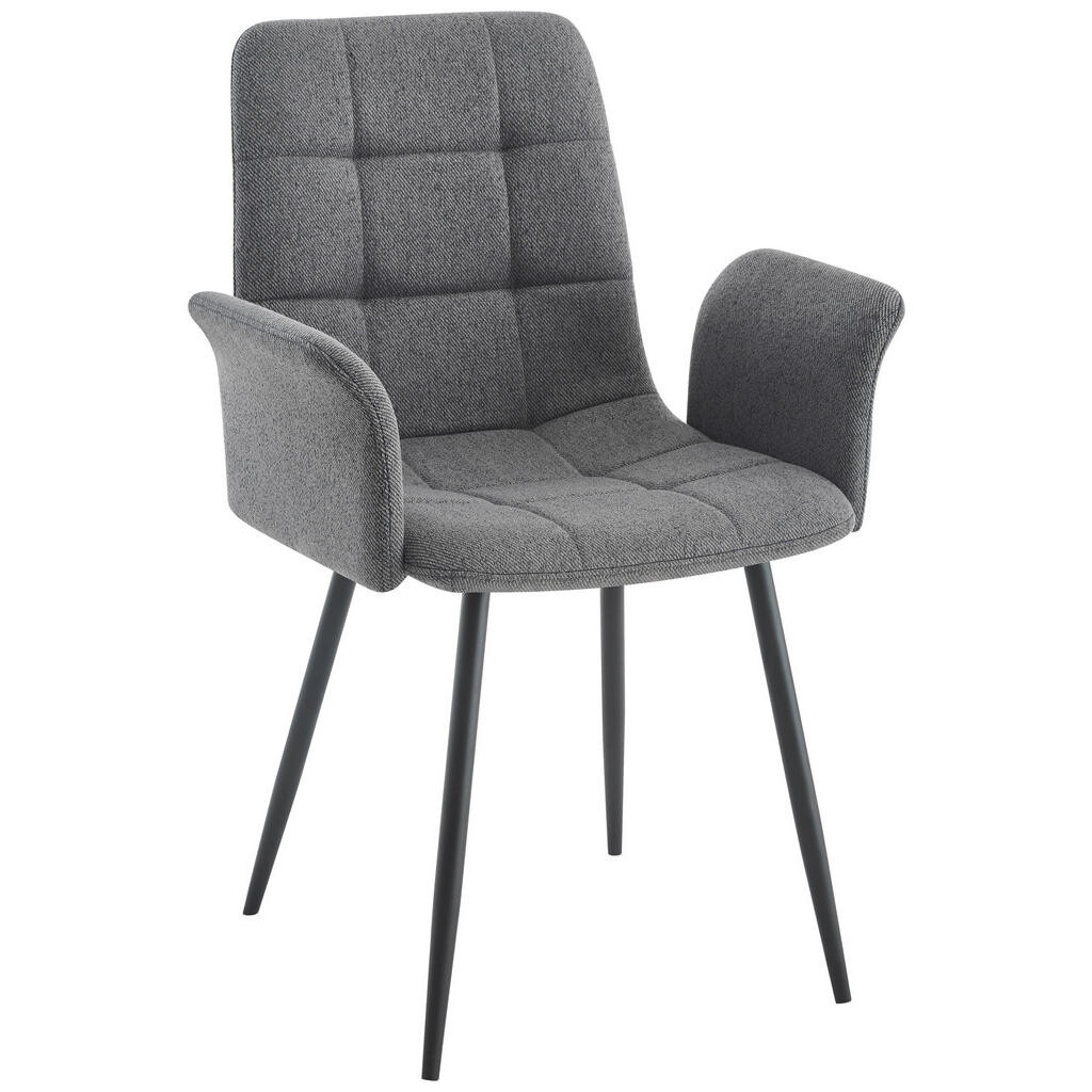 Stylife STOLIČKA S PODRÚČKAMI, železo, tkaná textília, tmavosivá