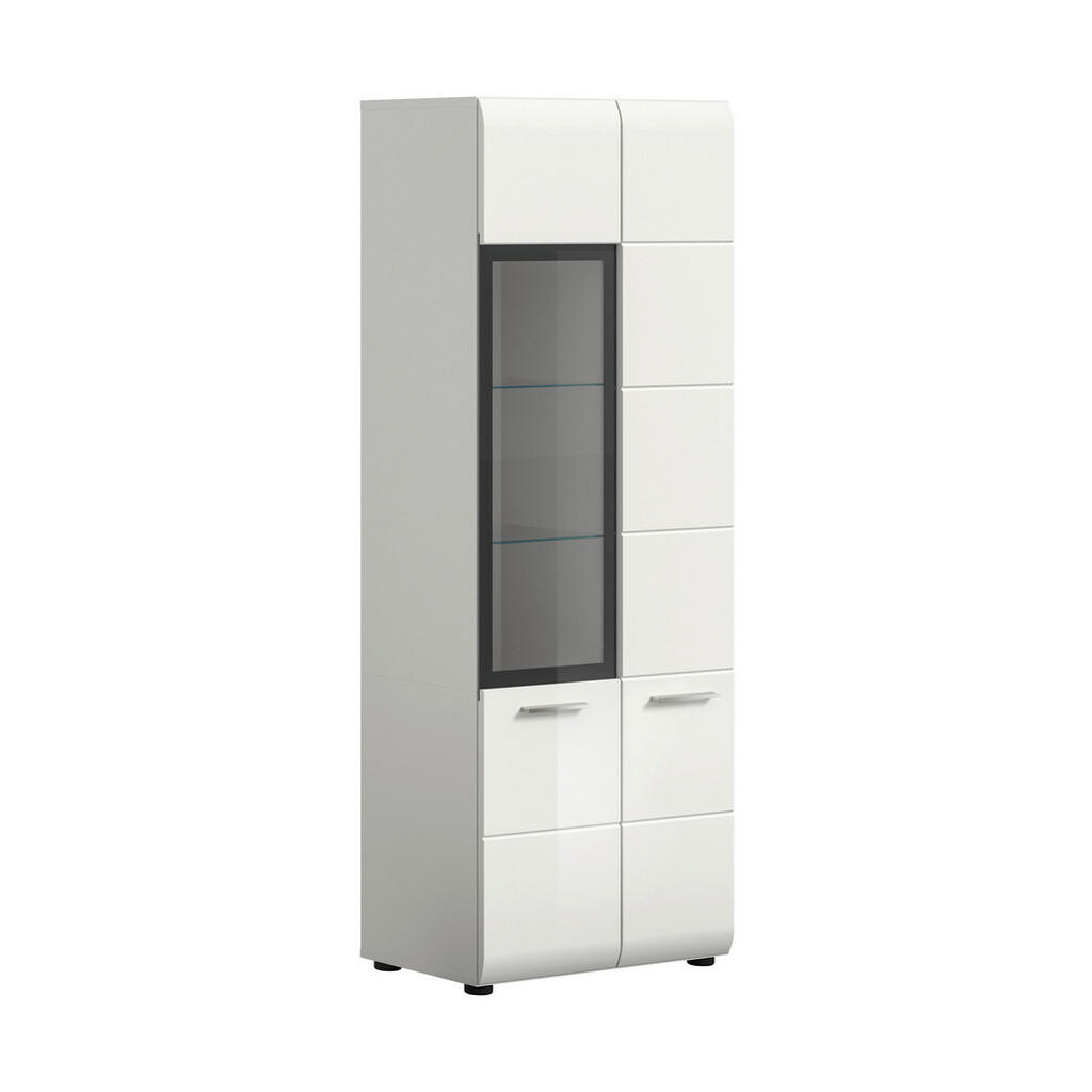 Livetastic VITRÍNA, biela, biela s vysokým leskom, 60/160/34 cm