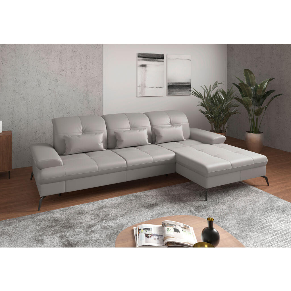 Sit & More ROHOVÁ SEDAČKA, koža, svetlosivá