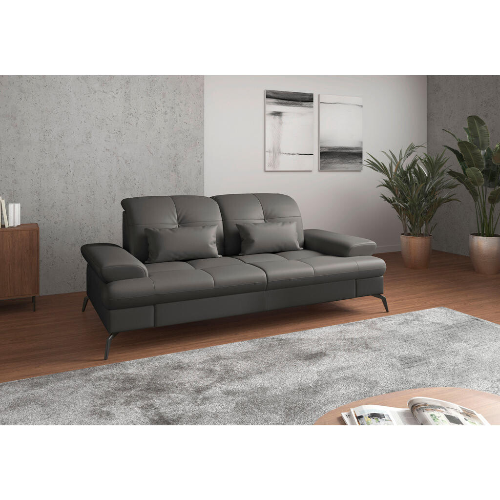 Sit & More TROJMIESTNA POHOVKA, antracitová, pravá koža